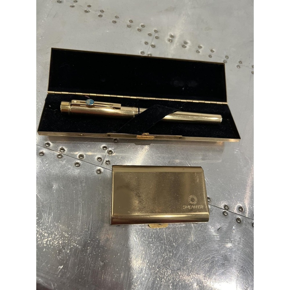 Sheaffer Targa Imperial Brass Fountain Pen in Box 14k Gold Nib